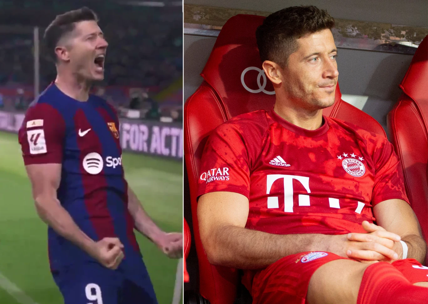 Reprezentant Polski Robert Lewandowski w barwach FC Barcelona oraz Bayernu Monachium