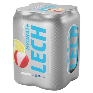 Lech Hydrate Piwo bezalkoholowe o smaku liczi i cytryny 2 l (4 x 0,5 l) - 0