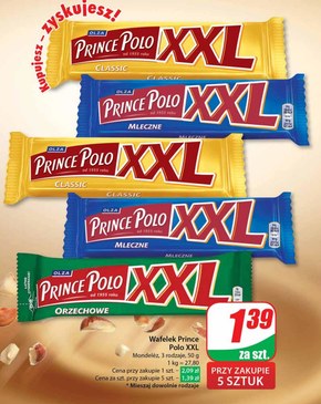 Prince Polo XXL Classic Kruchy wafelek z kremem kakaowym oblany czekoladą 50 g niska cena