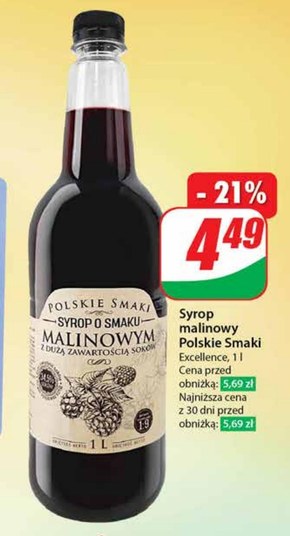 Excellence Polskie smaki Syrop o smaku malinowym 1 l niska cena