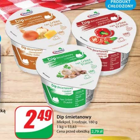 Mlekpol Dip śmietanowy z czosnkiem i ziołami typu Crème Fraiche 180 g