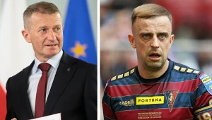 Wiceminister Ireneusz Raś oraz piłkarz Pogoni Szczecin Kamil Grosicki podczas finału Pucharu Polski z Wisłą Kraków