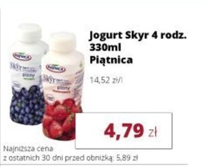 Piątnica Skyr jogurt pitny typu islandzkiego jagoda 330 ml niska cena