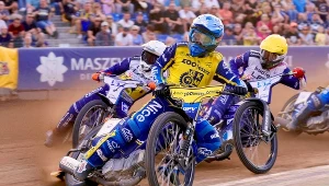 Wadim Tarasienko na prowadzeniu w meczu GKM-u Grudziądz z Unią Leszno.