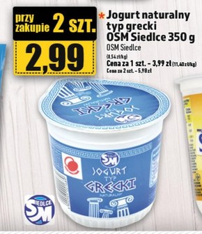 Jogurt naturalny OSM Siedlce niska cena