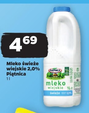Piątnica Mleko wiejskie świeże 2,0% 1 l niska cena