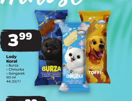 Koral Burza Lody o smaku czekoladowym w mlecznej czekoladzie z cukrem strzelającym 90 ml
