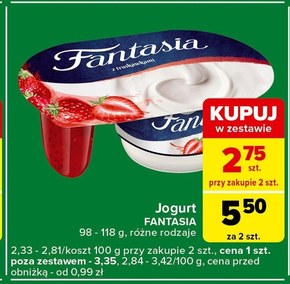 Fantasia Jogurt kremowy z truskawkami 118 g niska cena