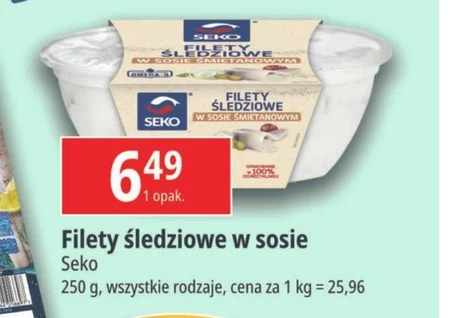 SEKO Filety śledziowe w sosie śmietanowym 250 g