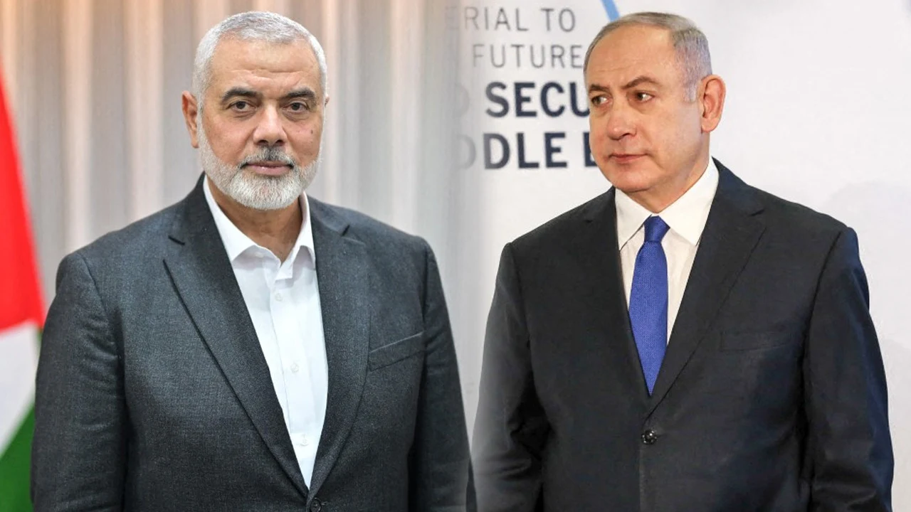 Przywódca Hamasu Ismail Haniyeh i premier Izraela Benjamin Netanjahu Przywódca Hamasu Ismail Haniyeh i premier Izraela Benjamin Netanjahu