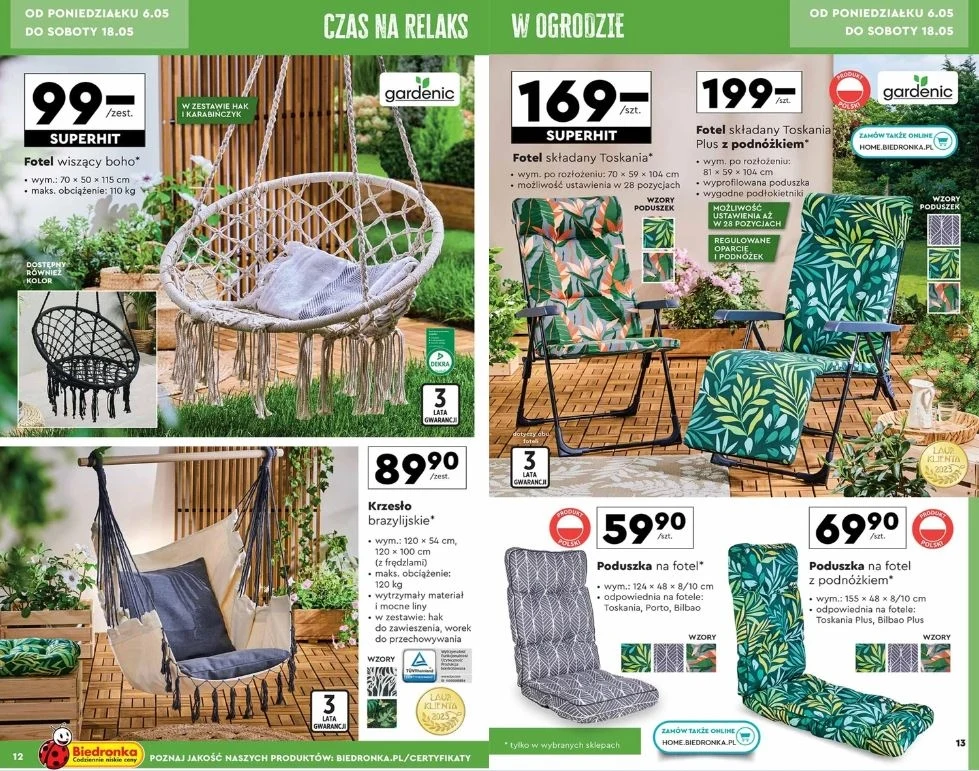 Biedronka oferuje meble do ogrodu i na balkon w niskich cenach!