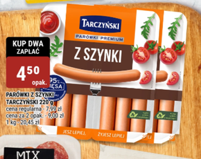 Tarczyński Parówki premium z szynki 220 g (2 x 110 g) niska cena