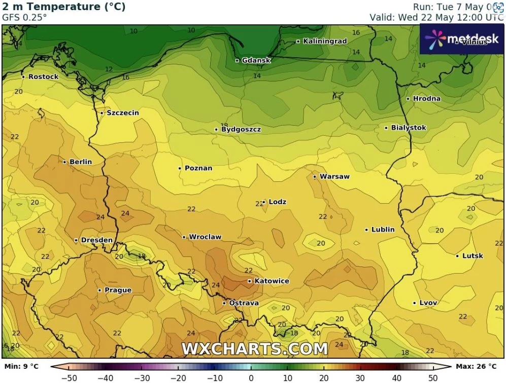 W drugiej połowie maja w większości Polski temperatury wyraźnie wzrosną. Najchłodniej będzie na północy W drugiej połowie maja w większości Polski temperatury wyraźnie wzrosną. Najchłodniej będzie na północy