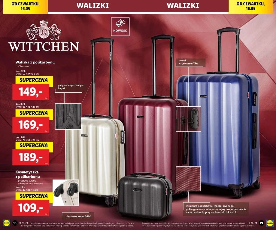 Walizki Wittchen w supercenach w Lidlu!