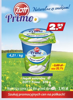 Zott Primo Jogurt naturalny 370 g niska cena