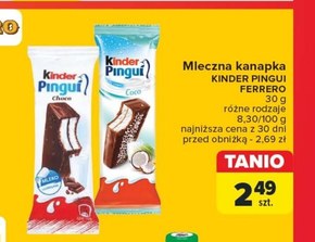 Kinder Pingui Coco Biszkopt z czekoladą mlecznym i kokosowym nadzieniem 30 g niska cena