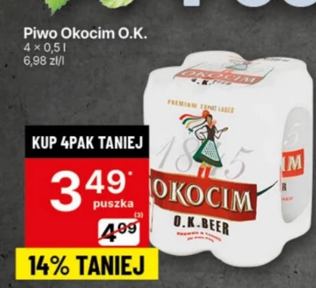 Okocim O.K. Beer Piwo jasne 4 x 500 ml