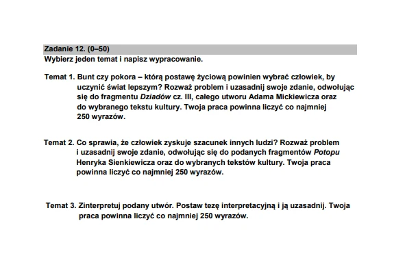 Arkusze CKE i odpowiedzi - matura 2024 z języka polskiego. Tematy wypracowań Arkusze CKE i odpowiedzi - matura 2024 z języka polskiego. Tematy wypracowań