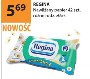 Regina Nawilżany papier toaletowy z ekstraktem z rumianku i aloesu 42 sztuki niska cena
