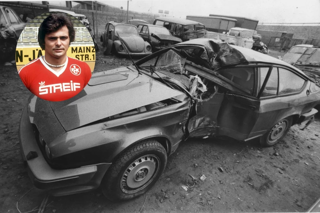 Czarne Alfa Romeo , w którym zginął Lutz Eigendorf, prawdopodobnie zabity przez NRD-owską tajną policję polityczną, Stasi Czarne Alfa Romeo , w którym zginął Lutz Eigendorf, prawdopodobnie zabity przez NRD-owską tajną policję polityczną, Stasi