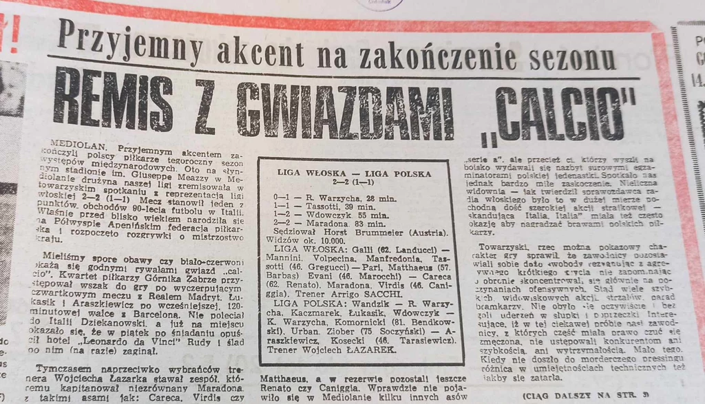 Sprawozdanie prasowe z meczu Ligi Polskiej z Ligą Włoską 2-2. Katowicki "Sport" Sprawozdanie prasowe z meczu Ligi Polskiej z Ligą Włoską 2-2. Katowicki "Sport"
