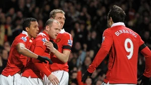 Nani (pierwszy z lewej) w barwach Manchesteru United