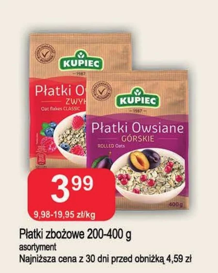 Kupiec Płatki owsiane zwykłe 400 g