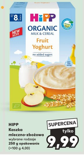 HiPP BIO Kaszka mleczno-zbożowa owoce-jogurt dla niemowląt od 8. miesiąca 250 g niska cena