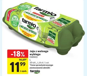 Farmio Jaja z wolnego wybiegu od kur karmionych paszą wolną od GMO L 10 sztuk niska cena