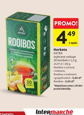 Astra Rooibos Herbatka ekspresowa Rooibos z czarnym bzem 30 g (20 x 1,5 g) niska cena