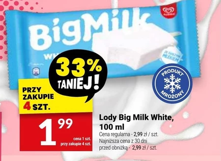 Big Milk Lody o smaku śmietankowo-waniliowym 100 ml