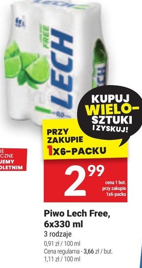 Lech Free Piwo bezalkoholowe limonka z miętą 330 ml niska cena