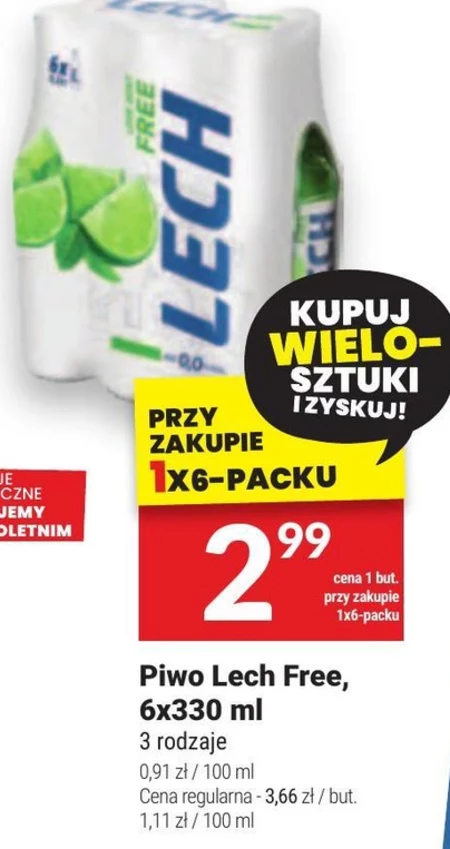 Lech Free Piwo bezalkoholowe limonka z miętą 330 ml