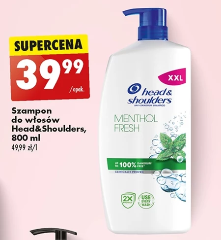 Head & Shoulders Menthol Fresh Codzienny Szampon Przeciwłupieżowy 800 ml z Pompką