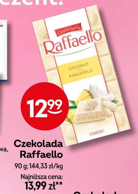 Raffaello Czekolada biała nadziewana z kokosowym i migdałowym nadzieniem 90 g