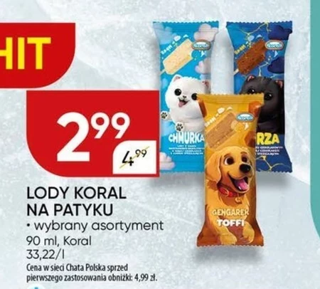 Koral Chmurka Lody o smaku śmietankowo-waniliowym w białej czekoladzie z cukrem strzelającym 90 ml