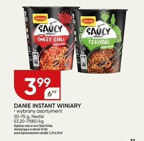 Winiary Saucy Noodles Danie instant smak sweet chili w gęstym sosie 75 g niska cena