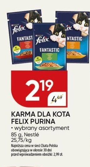 Felix Fantastic Junior Karma dla kociąt kurczak w galaretce 85 g niska cena