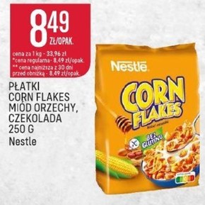Nestlé Corn Flakes Chrupiące płatki kukurydziane miód i orzeszki 250 g niska cena
