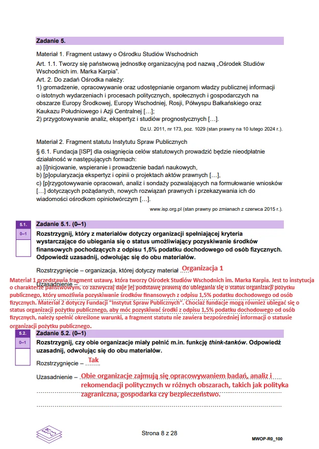 Matura 2024. WOS - poziom rozszerzony. Arkusz CKE i odpowiedzi - strona 8 Matura 2024. WOS - poziom rozszerzony. Arkusz CKE i odpowiedzi - strona 8