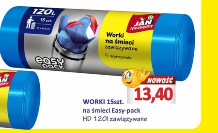 Jan Niezbędny Easy Pack Worki na śmieci zawiązywane 120 l 15 sztuk