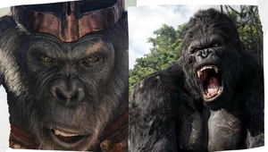 Kadry z filmów "Królestwo Planety Małp" (2024 r.) i "King Kong" (2005 r.)