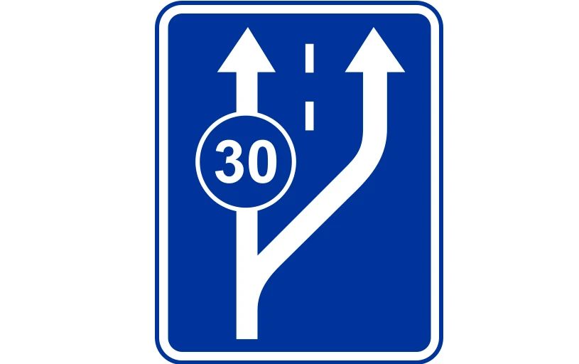 Znak D-13 "początek pasa ruchu powolnego"