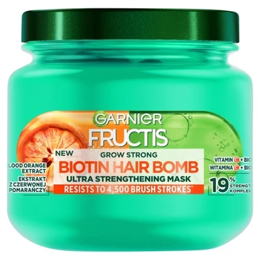 Garnier Fructis Grow Strong Biotin Hair Bomb Wzmacniająca maska do włosów 320 ml - 0