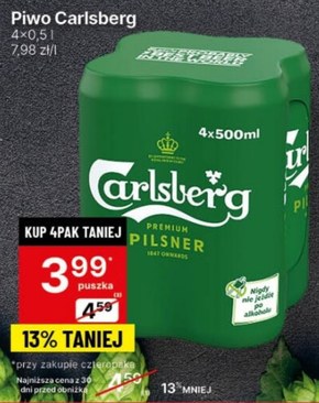 Carlsberg Premium Pilsner Piwo jasne 4 x 500 ml niska cena