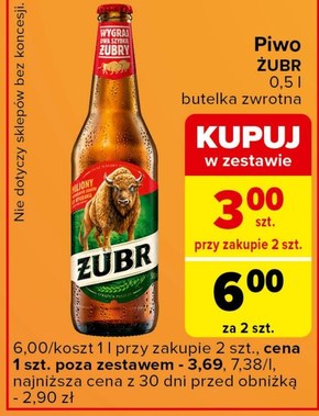 Żubr Piwo jasne 500 ml niska cena