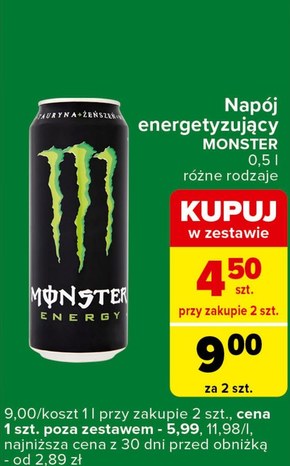 Monster Energy Gazowany napój energetyczny 500 ml niska cena