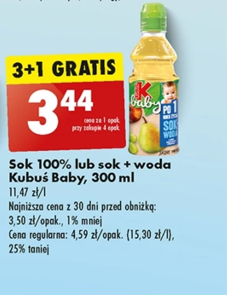 Kubuś Baby Sok 100% po 4 miesiącu jabłko marchew 300 ml