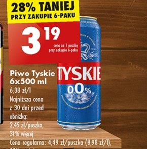 Tyskie Piwo bezalkoholowe 500 ml niska cena