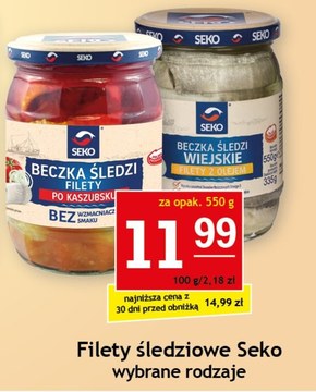 SEKO Beczka śledzi Filety z olejem wiejskim 550 g niska cena